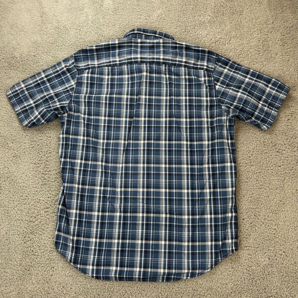 Vintage GH Bass Shirt Mens Large Blue Plaid Button Up Pocket Outdoor - Picture 2 of 10